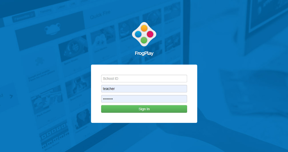 FrogPlay login screen